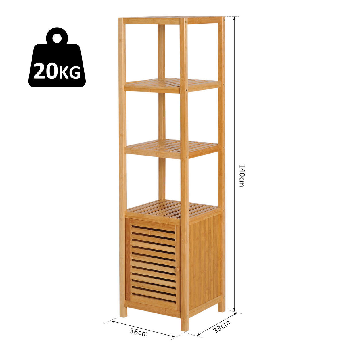 Badschrank natur Edelstahl B/H/L: ca. 33x36x140 cm Badschrank - natur (140,00/33,00/36,00cm) - HOMCOM