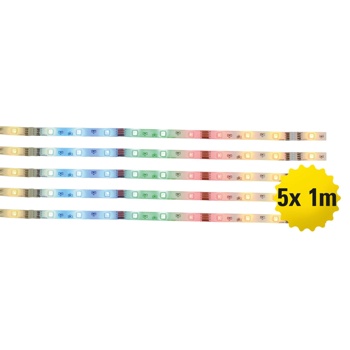 Näve Leuchten LED-Stripe 5122161 multicolor Kunststoff B/H/T: ca. 1x0,2x100 cm 1m RGB LED Stripes 5er-Set - multicolor (1,00/0,20/100,00cm) - Näve Leuchten