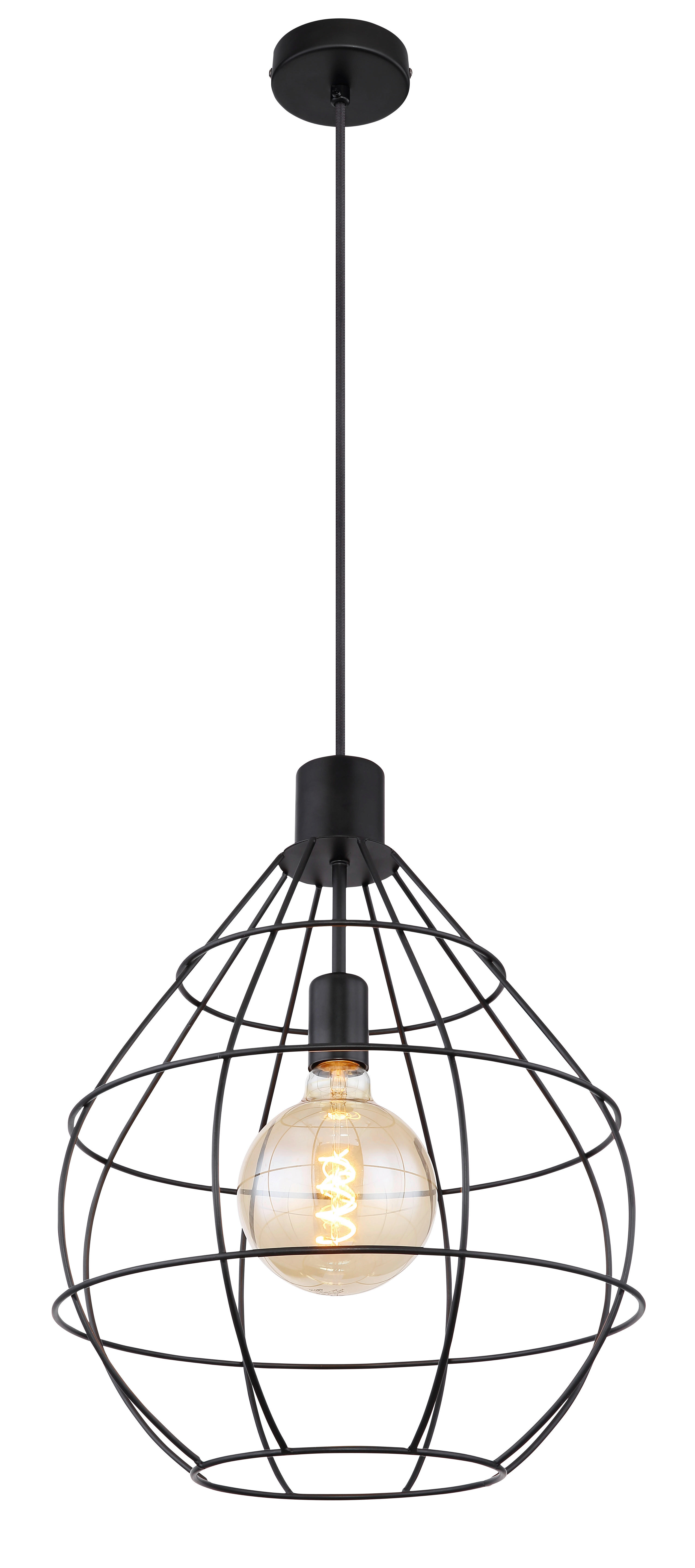 GLOBO Pendelleuchte 15588H schwarz Metall H/D: ca. 120x37 cm E27 1 Brennstellen Edwin - schwarz (37,00/120,00cm) - GLOBO