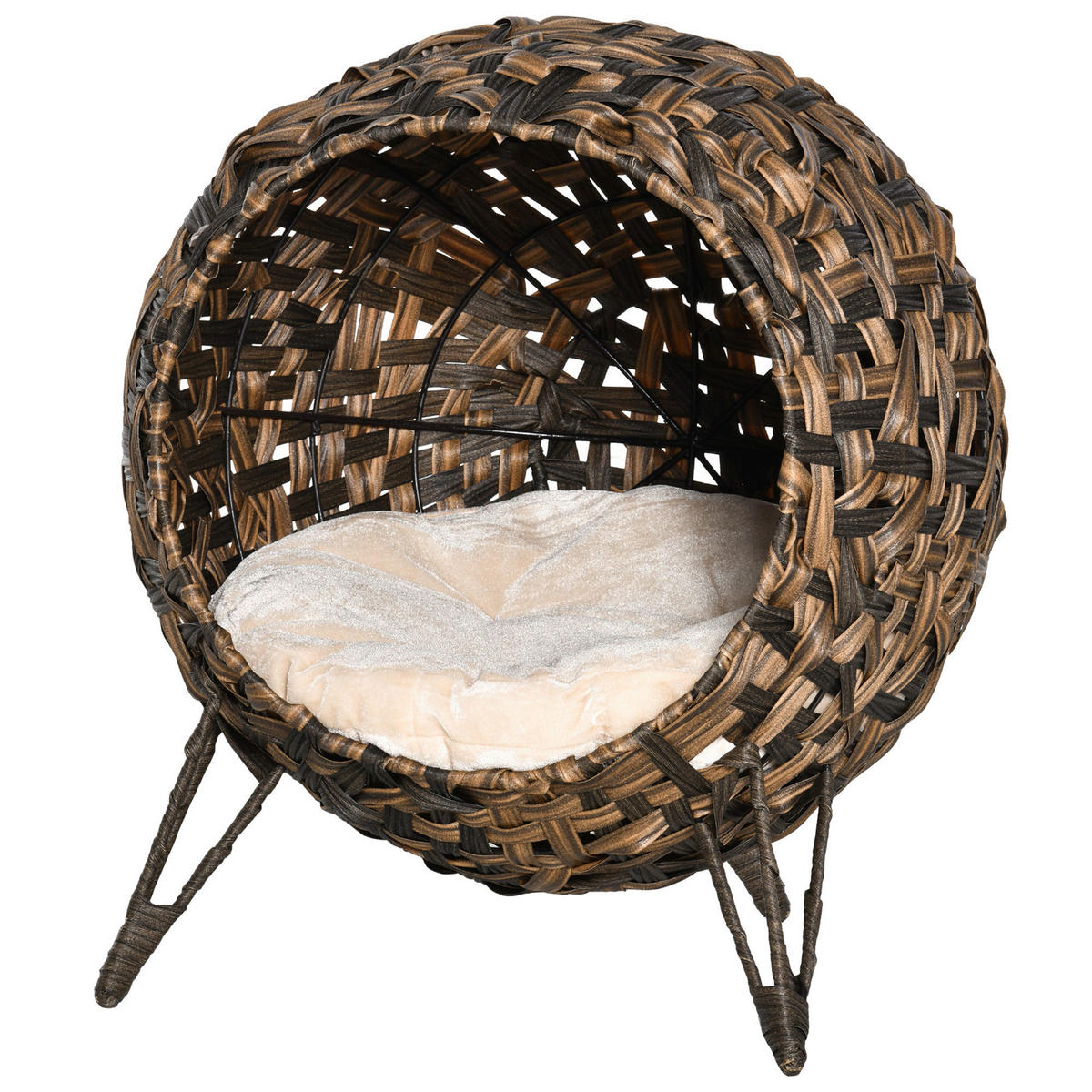 PawHut Katzenhaus braun Rattan B/H/L: ca. 46x58x54 cm Katzenhaus - braun (54,00/46,00/58,00cm) - PawHut