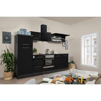Respekta Küchenblock Premium schwarz hochglänzend B/H/T: ca. 270x200x60 cm Premium - Eiche/schwarz (270,00/200,00/60,00cm) - Respekta