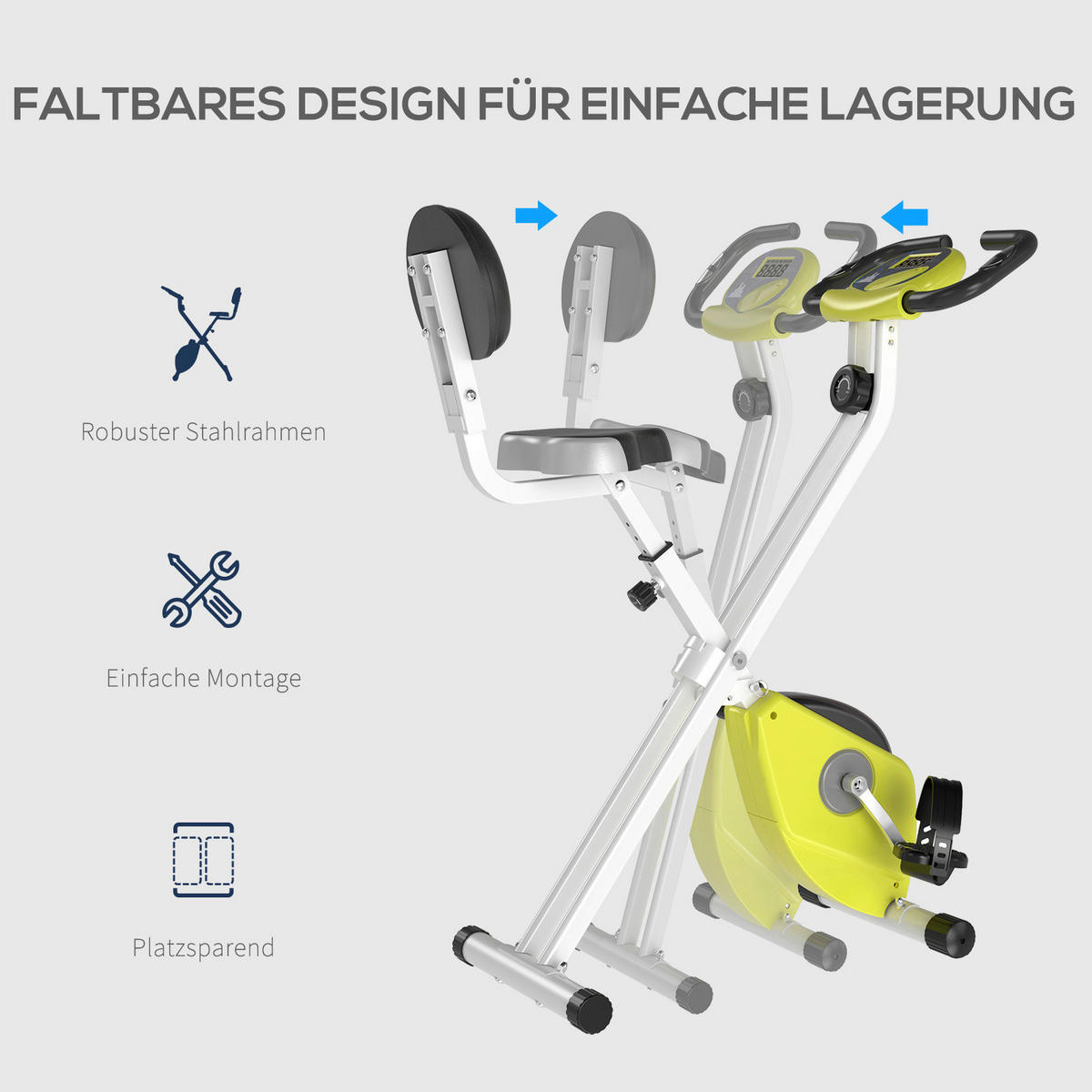 HOMCOM Fahrradtrainer weiß Stahl Fahrradtrainer mit Magnetwiderstand - weiß/gelb - HOMCOM