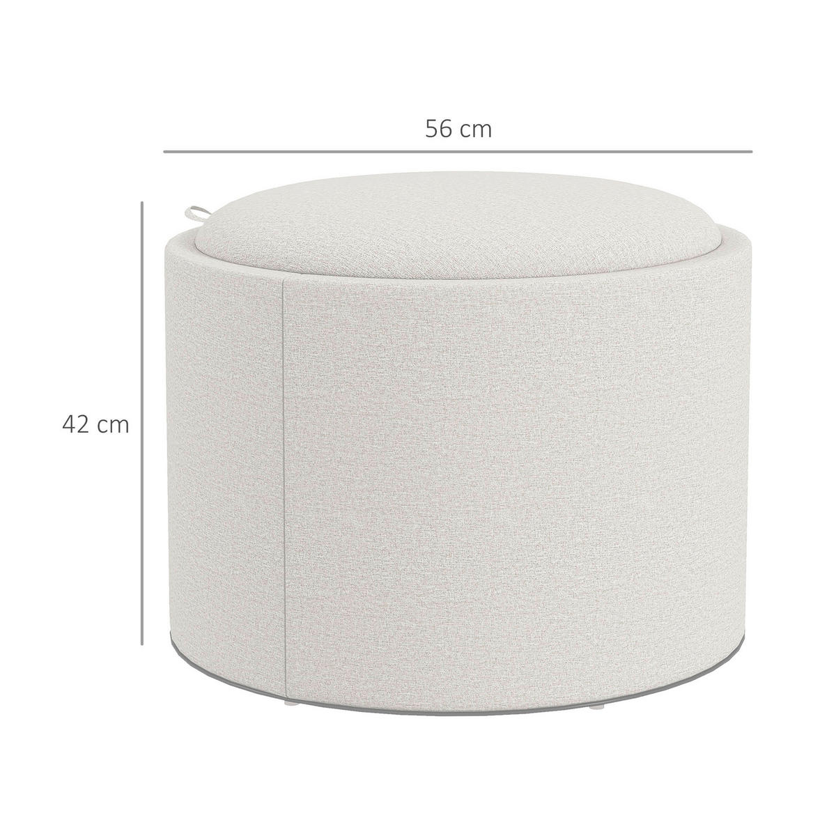 HOMCOM Hocker cremeweiß B/H/L: ca. 56x56x42 cm Polsterhocker - cremeweiß (42,00/56,00/56,00cm) - HOMCOM