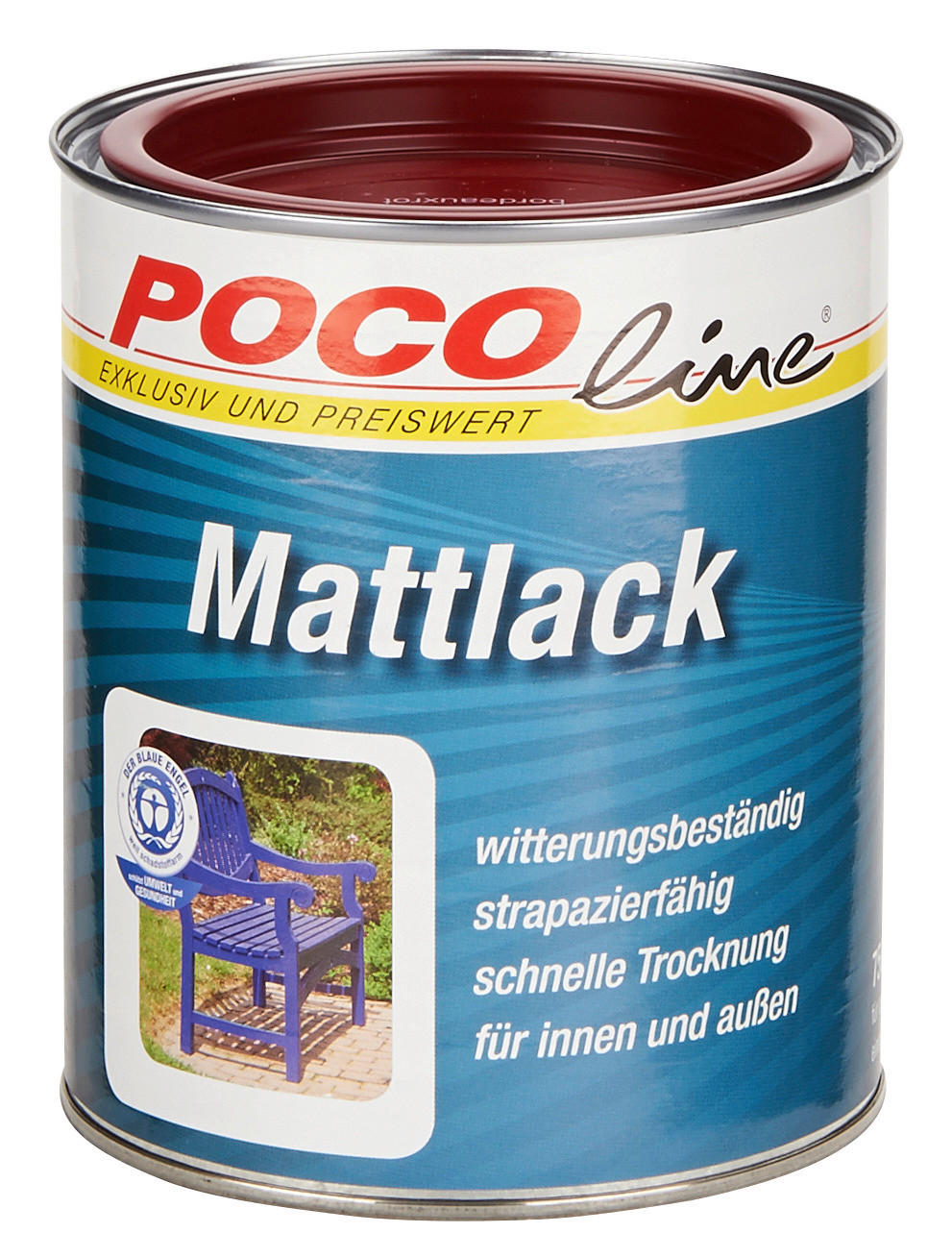 POCOline Acyl Buntlack bordeauxrot matt ca. 0,75 l Mattlack_Acryl_2in1 750ml - bordeauxrot (750ml) - POCOline