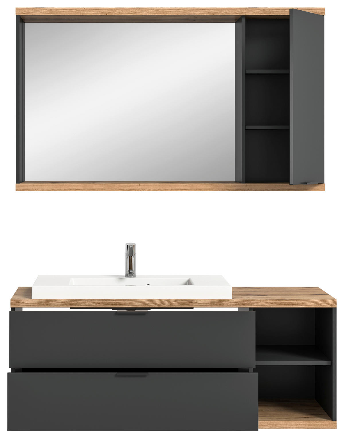 Badezimmer-Set Nuaro anthrazit Nox Oak Nachbildung B/H/T: ca. 130x190x31 cm Nuaro - anthrazit (130,00/190,00/31,00cm) - xonox.home