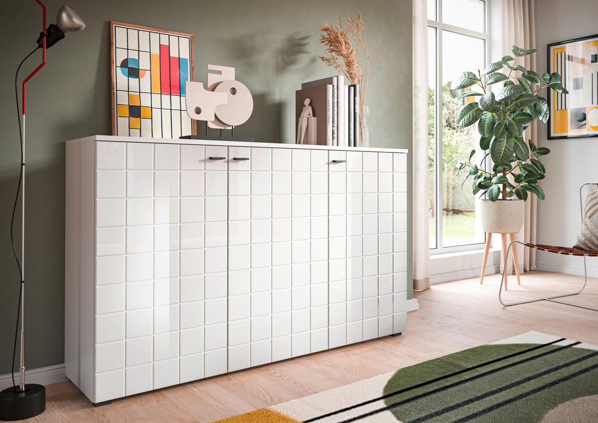 Sideboard Monte weiß weiß Hochglanz B/H/T: ca. 138x86x37 cm Monte - weiß (138,00/86,00/37,00cm)