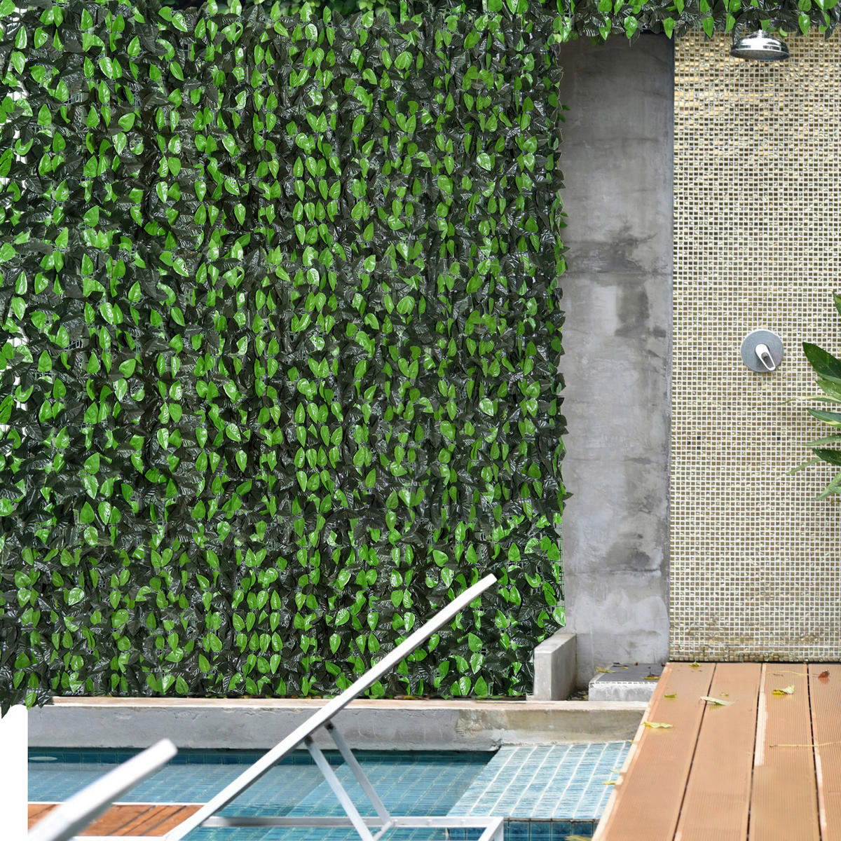 Outsunny Künstliche Hecke grün Kunststoff H/L: ca. 100x300 cm Künstliche Hecke - grün (300,00cm) - Outsunny