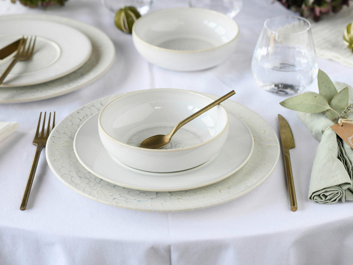 CreaTable Tafelservice Unico Toscania offwhite Steinzeug 12 tlg. Unico Toscania - offwhite - CreaTable