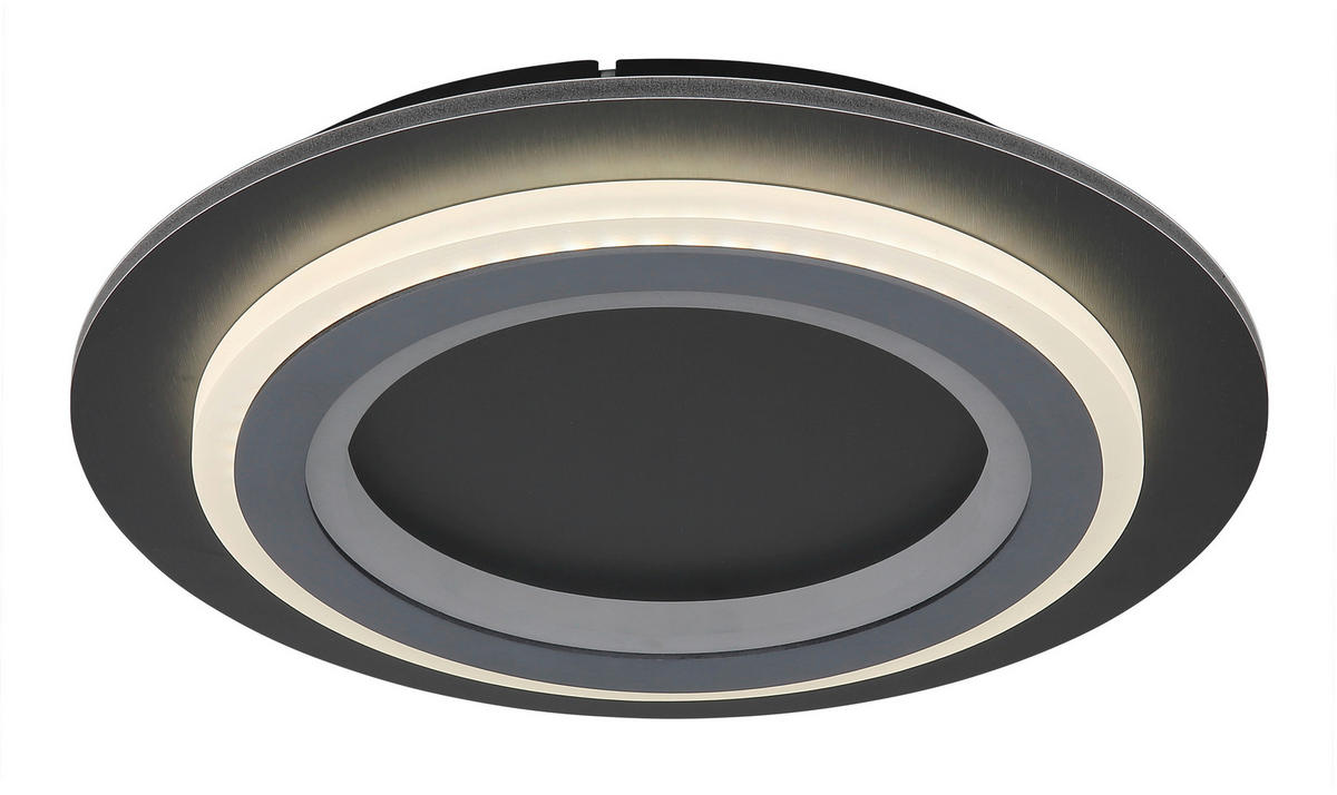 GLOBO LED-Deckenleuchte mattschwarz Opal grau Metall Kunststoff Acryl H/D: ca. 5,5x34 cm 1 Brennstellen JAYDEN - Opal/mattschwarz (34,00/5,50cm) - GLOBO