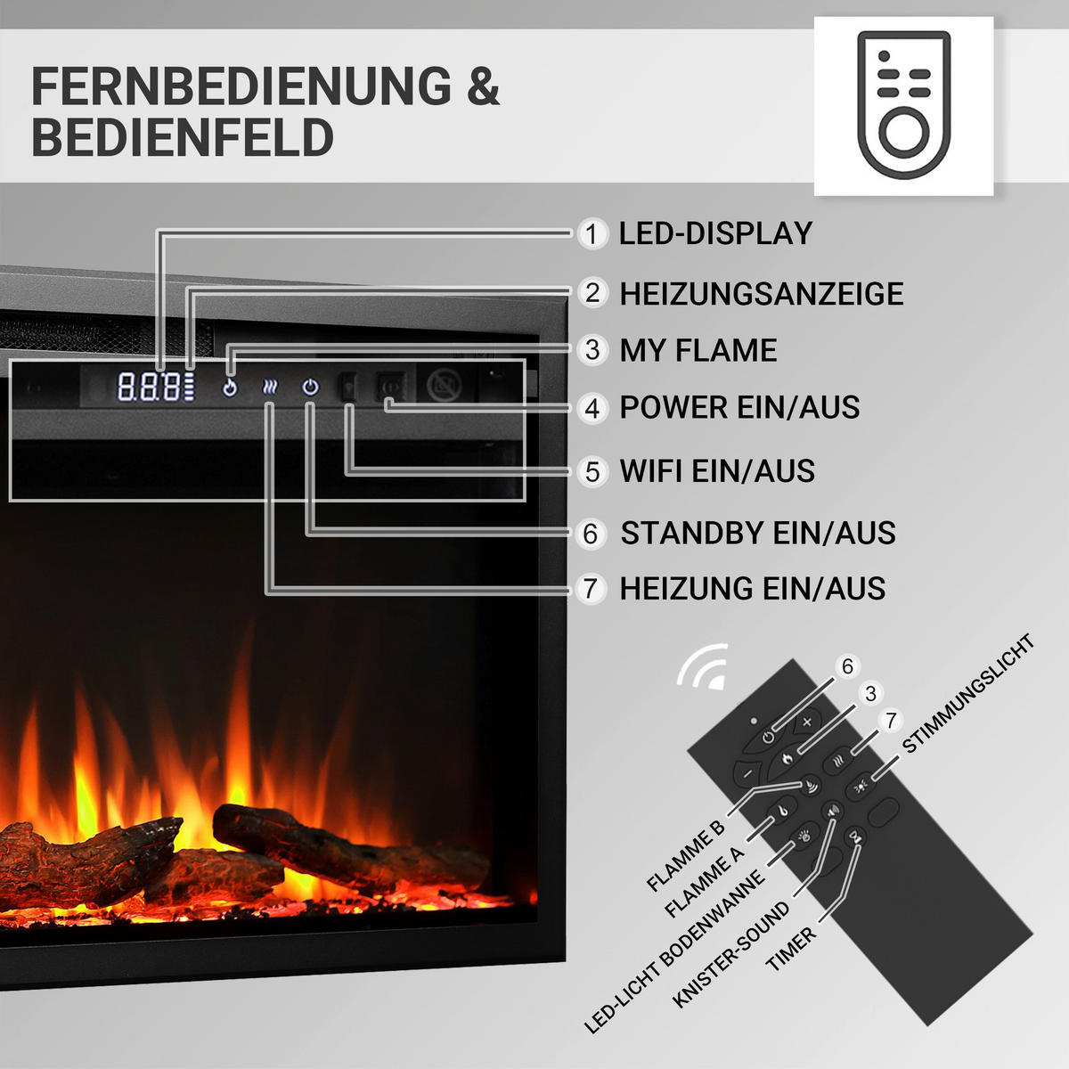 Balderia Elektrischer-Kamin Atlanta EF289B B/H/L: ca. 14,7x48x183 cm Elektro-Kamin Atalanta 72" - (183,00/14,70/48,00cm) - Balderia