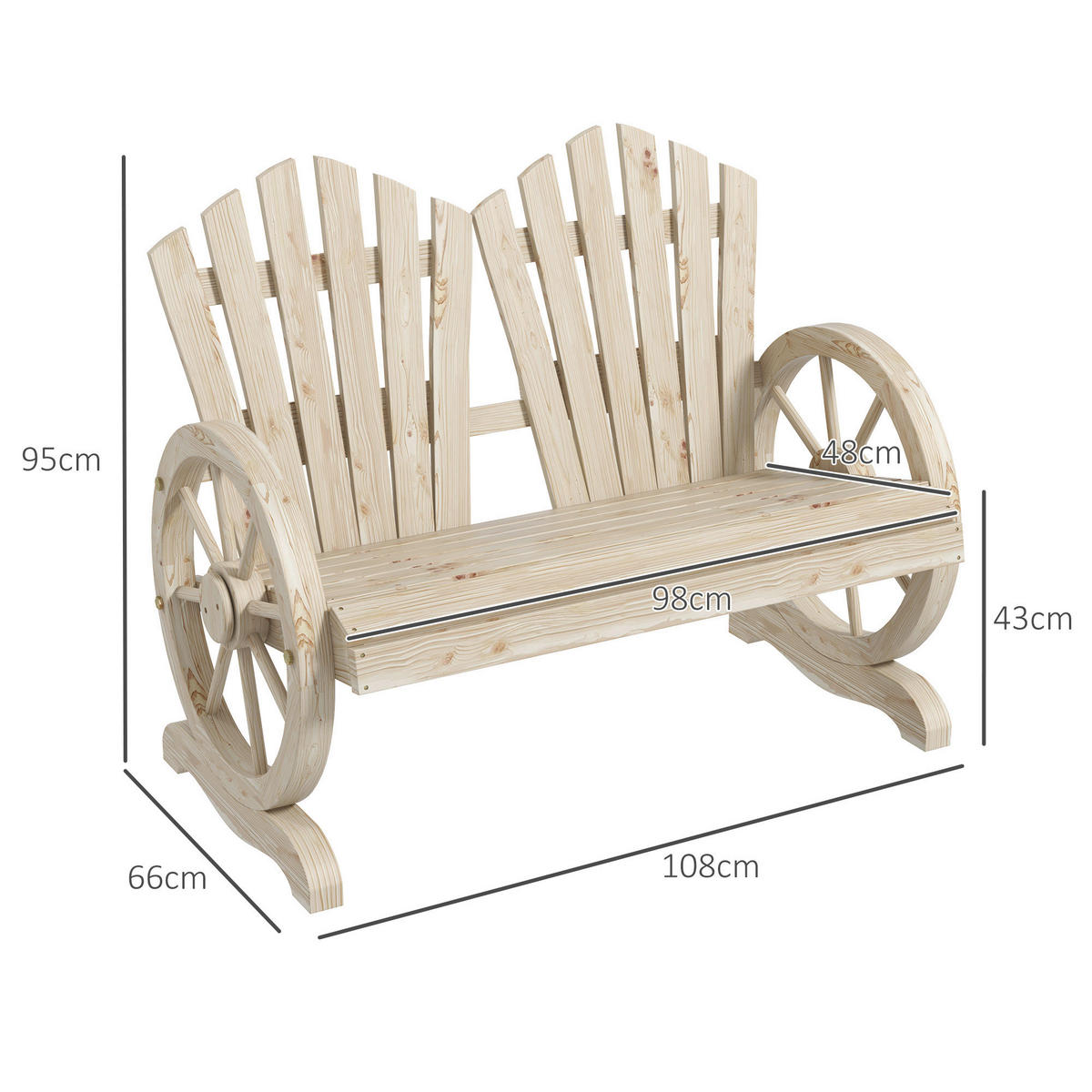 Outsunny Gartenbank natur Polypropylen B/H/L: ca. 66x108x95 cm Gartenbank - natur (95,00/66,00/108,00cm) - Outsunny