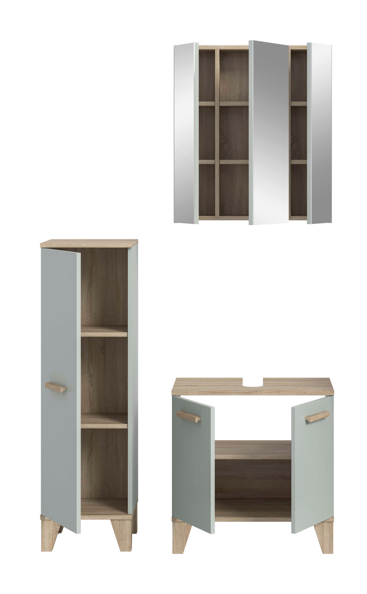 Badezimmer-Set STAR hellgrün Eiche hell Nachbildung B/H/T: ca. 109x190x34 cm STAR - hellgrün (109,00/190,00/34,00cm) - xonox.home