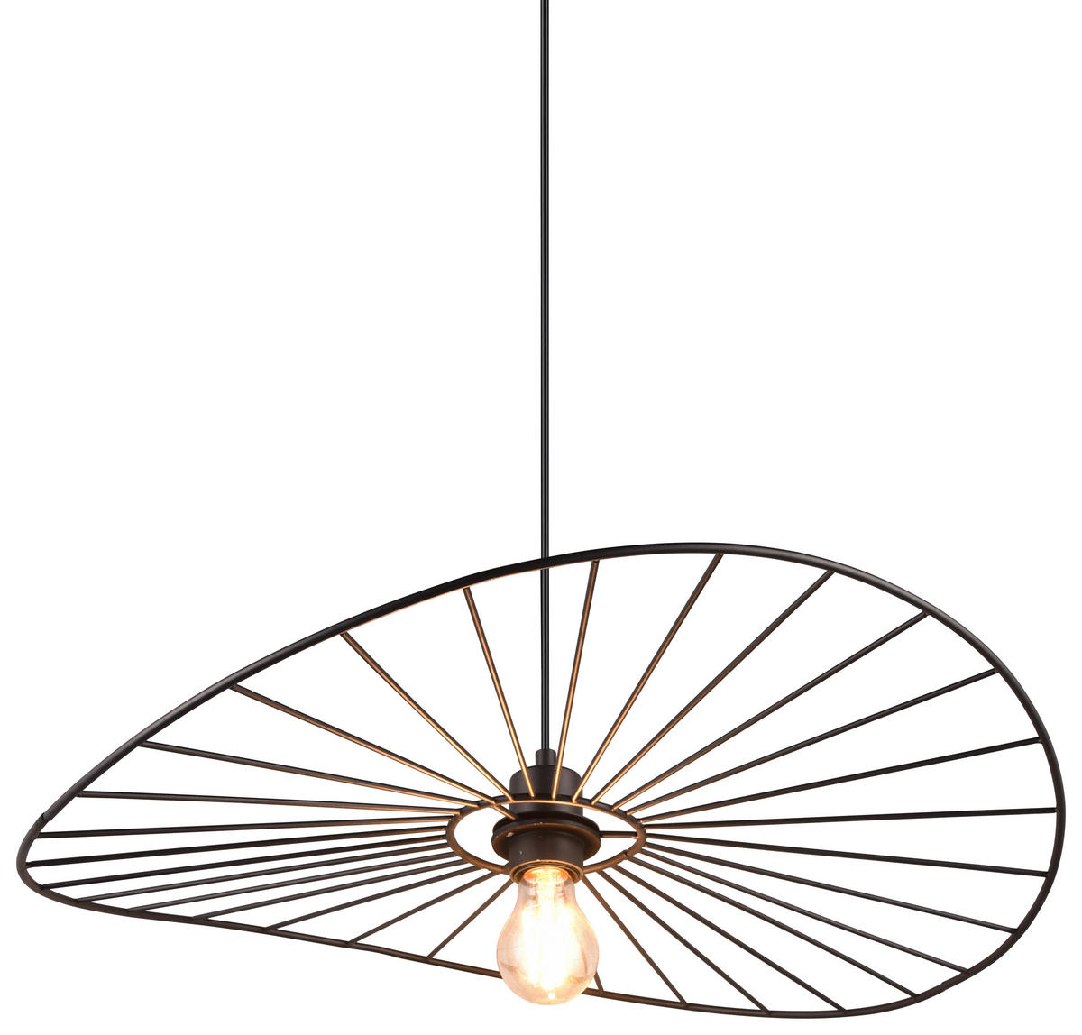 Reality Pendelleuchte R31451032 Chapeau schwarz Metall H/D: ca. 150x60 cm E27 1 Brennstellen Chapeau - schwarz (60,00/150,00cm) - Reality