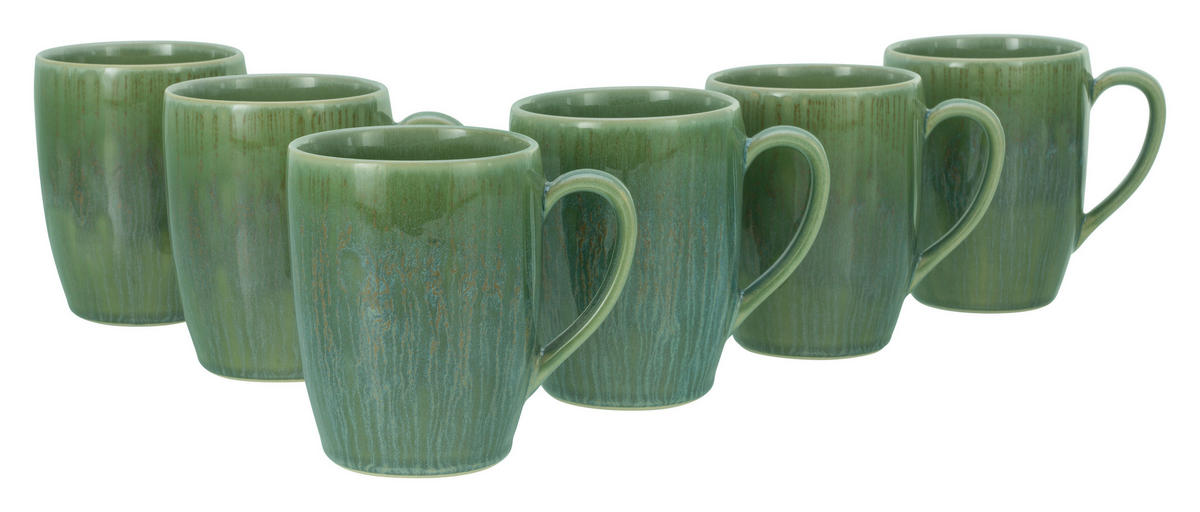 CreaTable Kaffeebecher-Set Sea Breeze grün Steinzeug 6 tlg. Sea Breeze - grün - CreaTable
