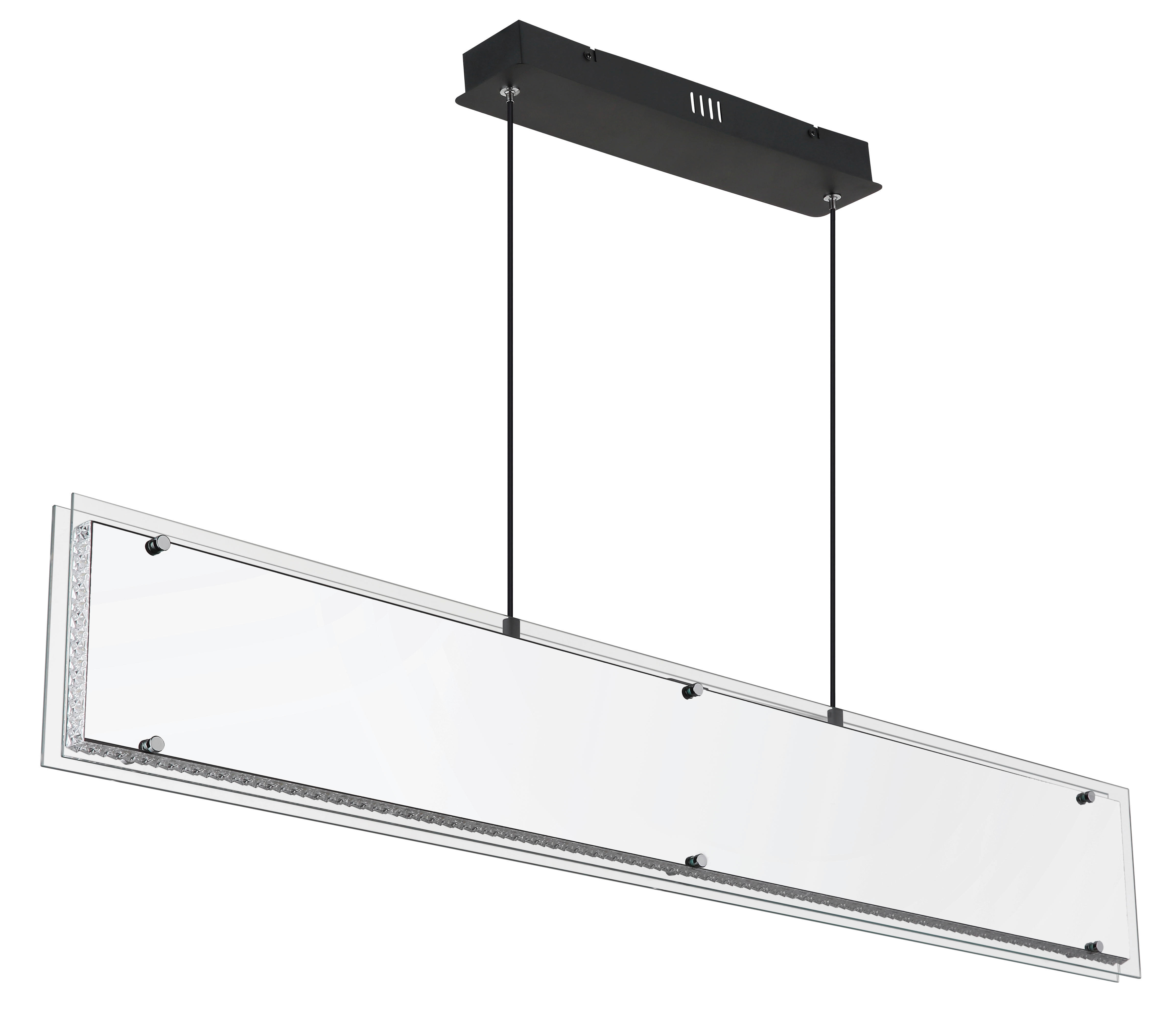 GLOBO Hängeleuchte klar schwarz Aluminium Glas Kunststoff B/H/L: ca. 8x120x113 cm 1.0 Brennstellen Mirrora - klar/schwarz (113,00/8,00/120,00cm) - GLOBO