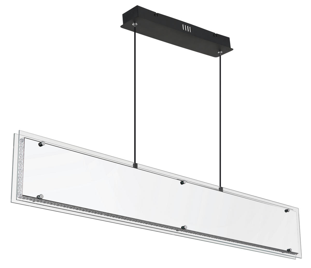 GLOBO Hängeleuchte klar schwarz Aluminium Glas Kunststoff B/H/L: ca. 8x120x113 cm 1.0 Brennstellen Mirrora - klar/schwarz (113,00/8,00/120,00cm) - GLOBO