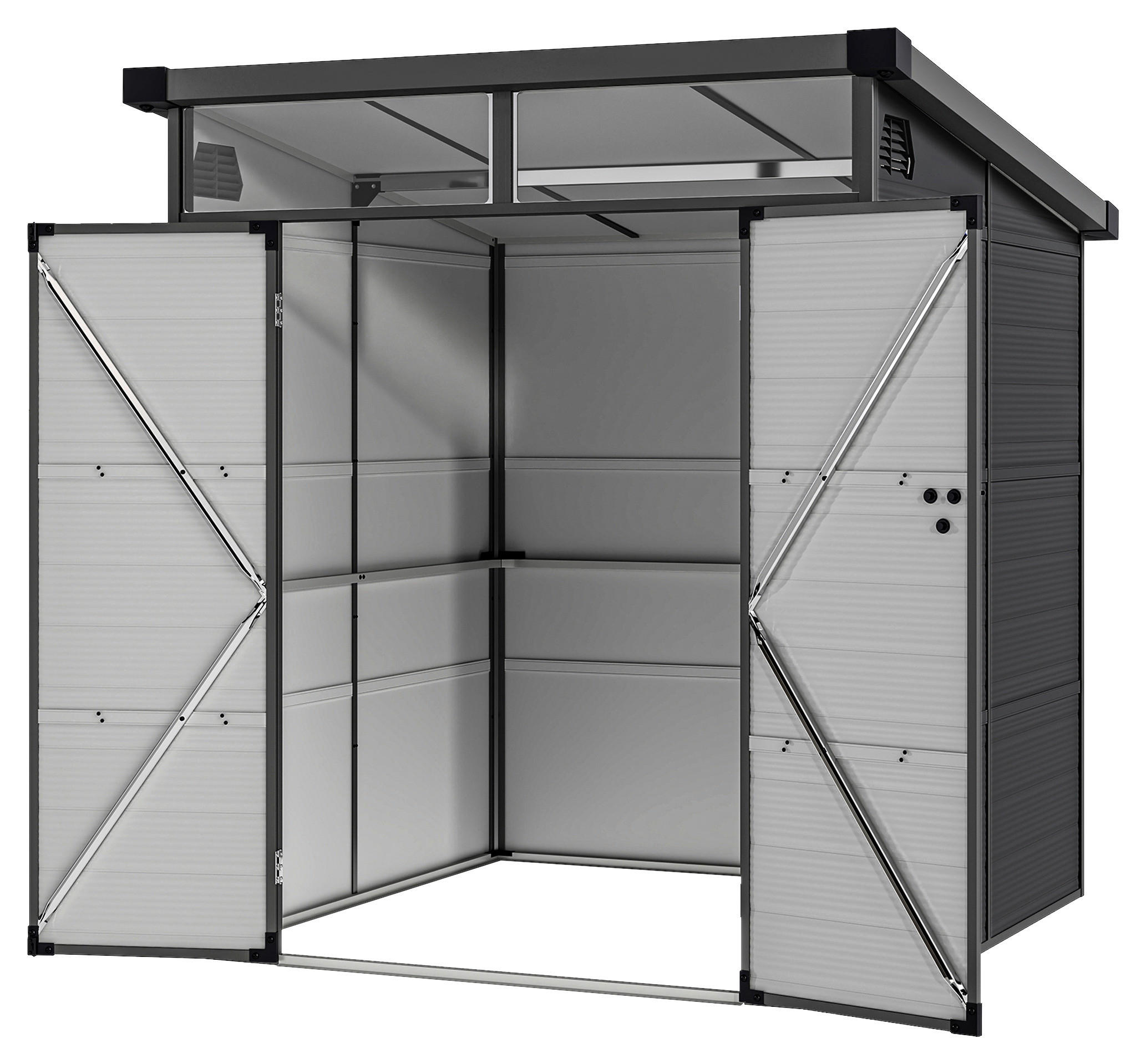 Outsunny Gerätehaus dunkelgrau B/H/L: ca. 190x215x191 cm Gerätehaus - dunkelgrau (191,00/190,00/215,00cm) - Outsunny