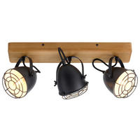 Just Light Spot-Balken BEETLE 15173-18 natur schwarz Holz Metall B/T: ca. 46x17 cm E14 3 Brennstellen BEETLE - natur/schwarz (46,00/17,00cm) - Just Light