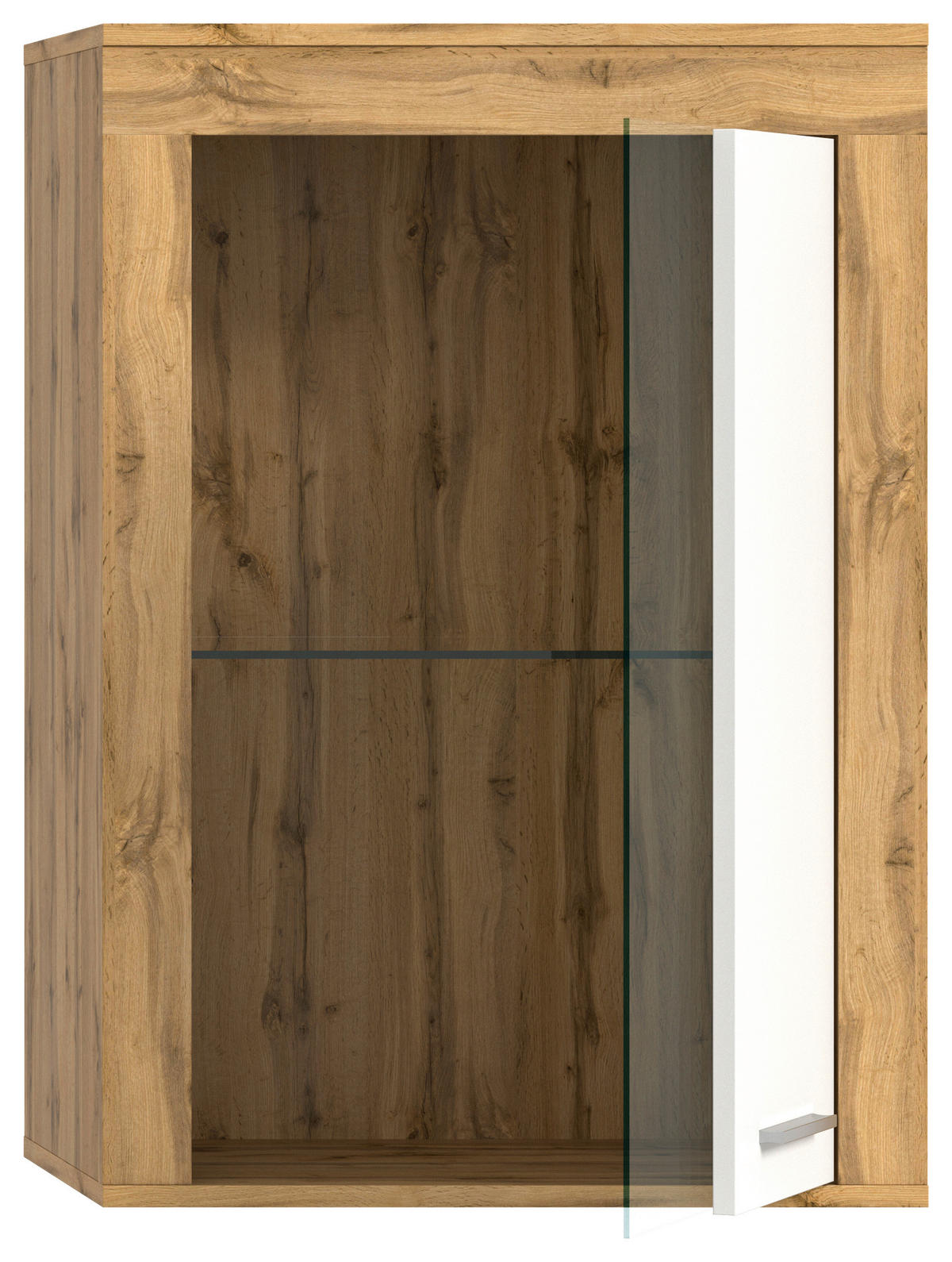 Vitrine Jam Eiche Wotan Nachbildung weiß B/H/T: ca. 60x86x35 cm Jam - Eiche/weiß (60,00/86,00/35,00cm) - xonox.home