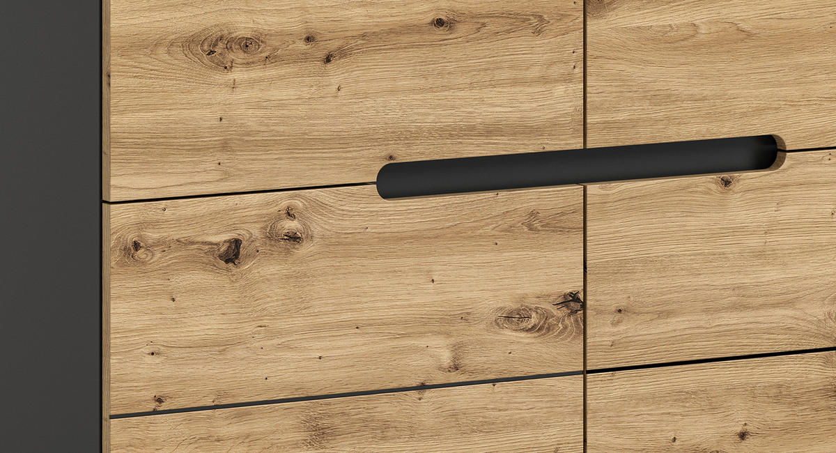Kommode CANU edles Basaltgrau Nachbildung Eiche Artisan Nachbildung B/H/T: ca. 100x81x40 cm CANU - Eiche/edles Basaltgrau (100,00/81,00/40,00cm) - xonox.home