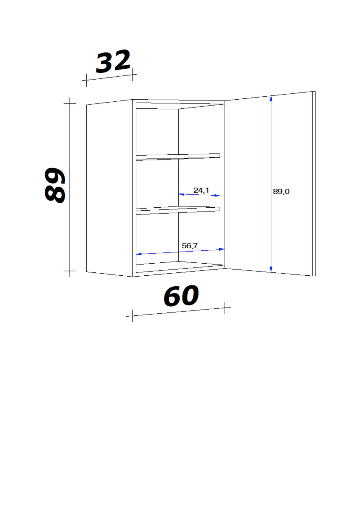 Hängeschrank Valero weiß Hochglanz B/H/T: ca. 60x89x32 cm Valero - Eiche/weiß (60,00/89,00/32,00cm) - Flex-Well