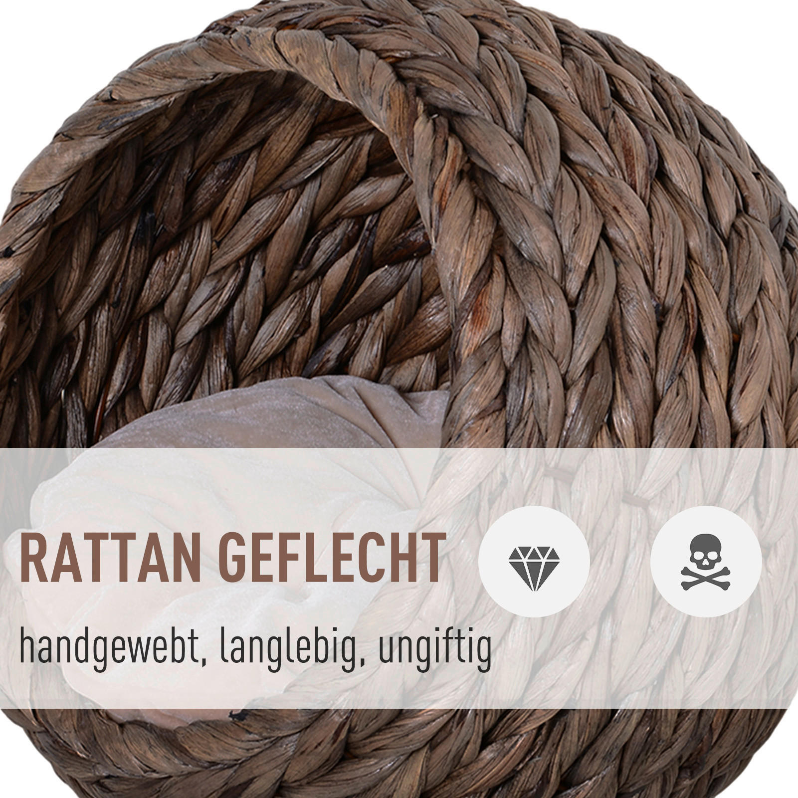 PawHut Katzenkorb dunkelbraun Baumwolle B/H/L: ca. 33x52x42 cm Katzenkorb - dunkelbraun (42,00/33,00/52,00cm) - PawHut