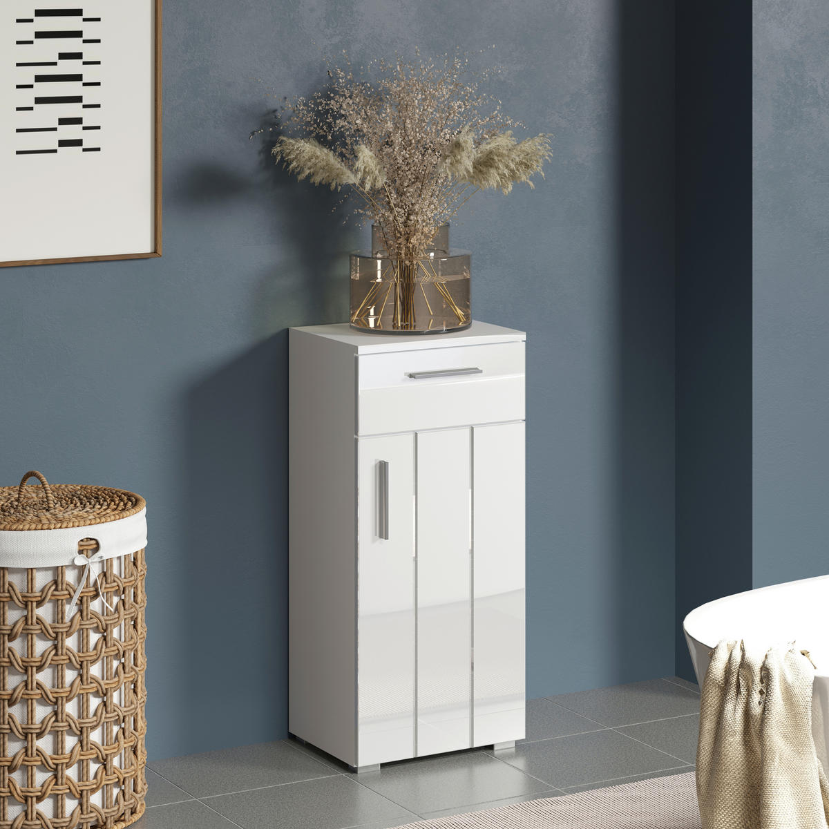 Stauraumelement Wons weiß Hochglanz weiß matt B/H/T: ca. 37x83x31 cm Wons - weiß (37,00/83,00/31,00cm) - Trendteam