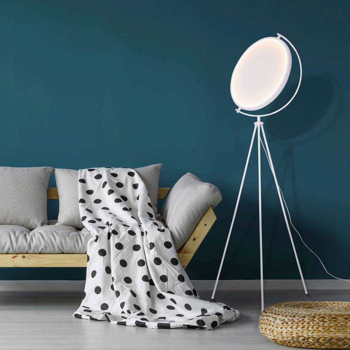 Näve Leuchten LED-Leuchten 2082423 weiß Textil Kunststoff Metall B/H/T: ca. 41x156x41 cm 1 Brennstellen Munega - weiß (41,00/156,00/41,00cm) - Näve Leuchten