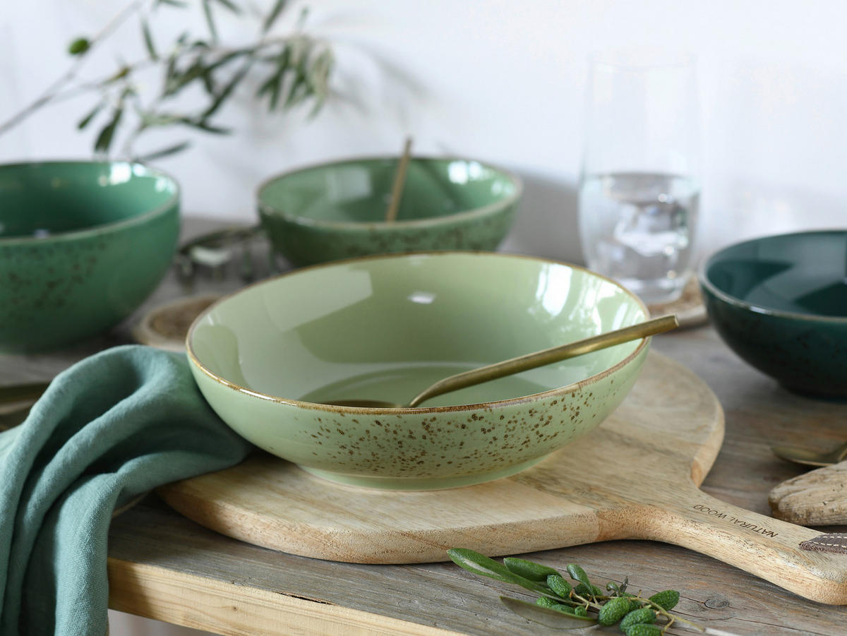 CreaTable Schüsselset Nature Collection grün Steinzeug Nature Collection - grün - CreaTable