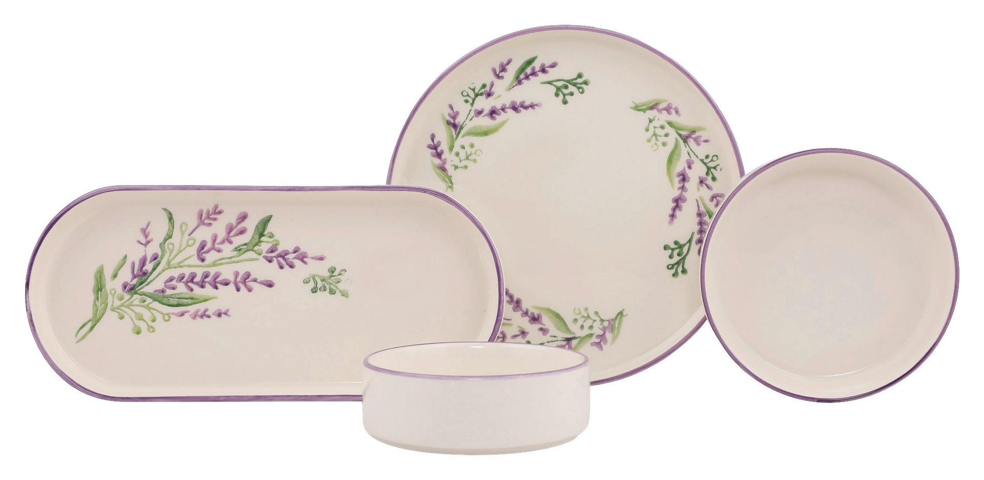 HermiaConcept Frühstücksservice Lavanta grün Keramik 14 tlg. Lavanta - weiß/grün - HermiaConcept