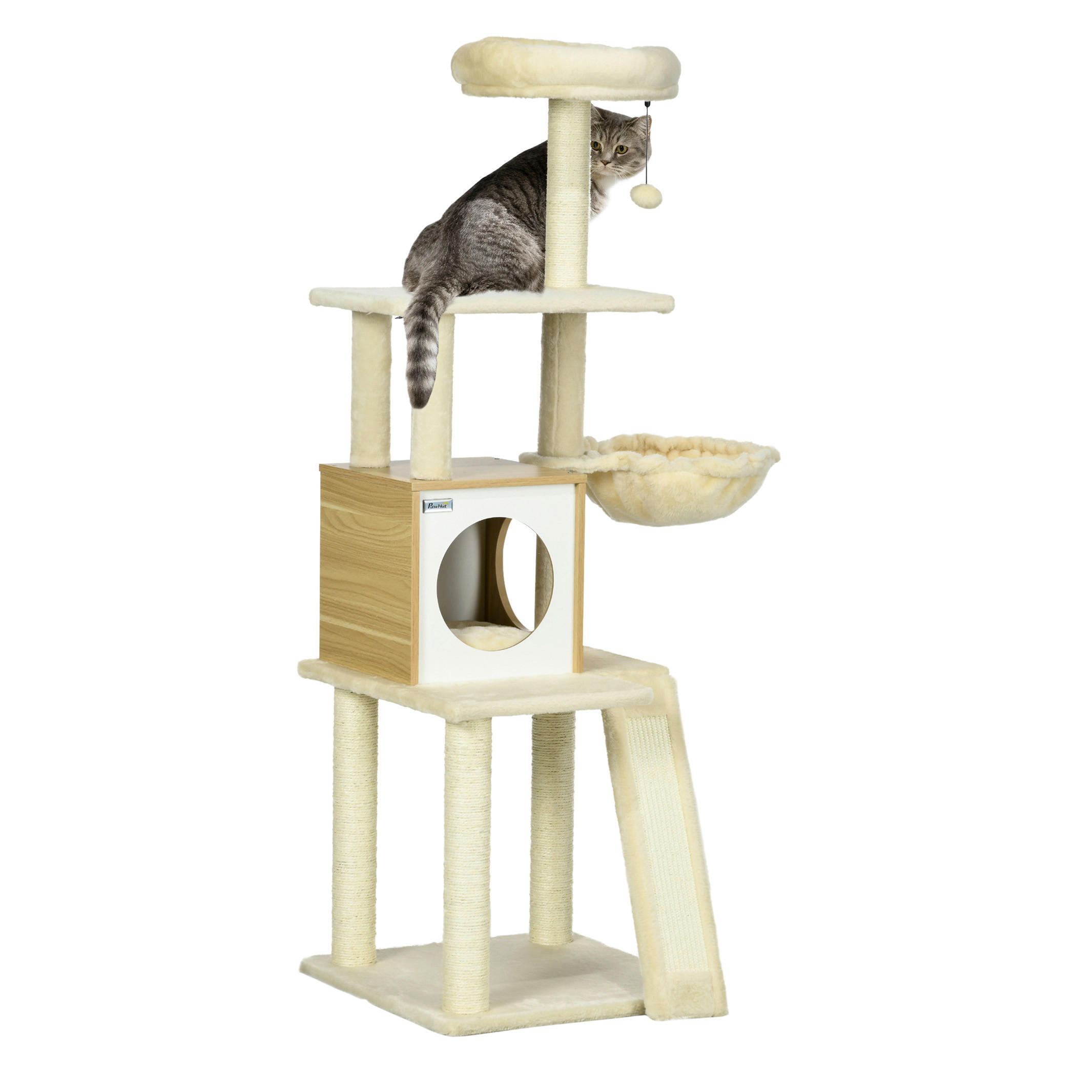 PawHut Kratzbaum beige Polypropylen B/H/L: ca. 48,5x48,5x141,5 cm Kratzbaum - beige (141,50/48,50/48,50cm) - PawHut