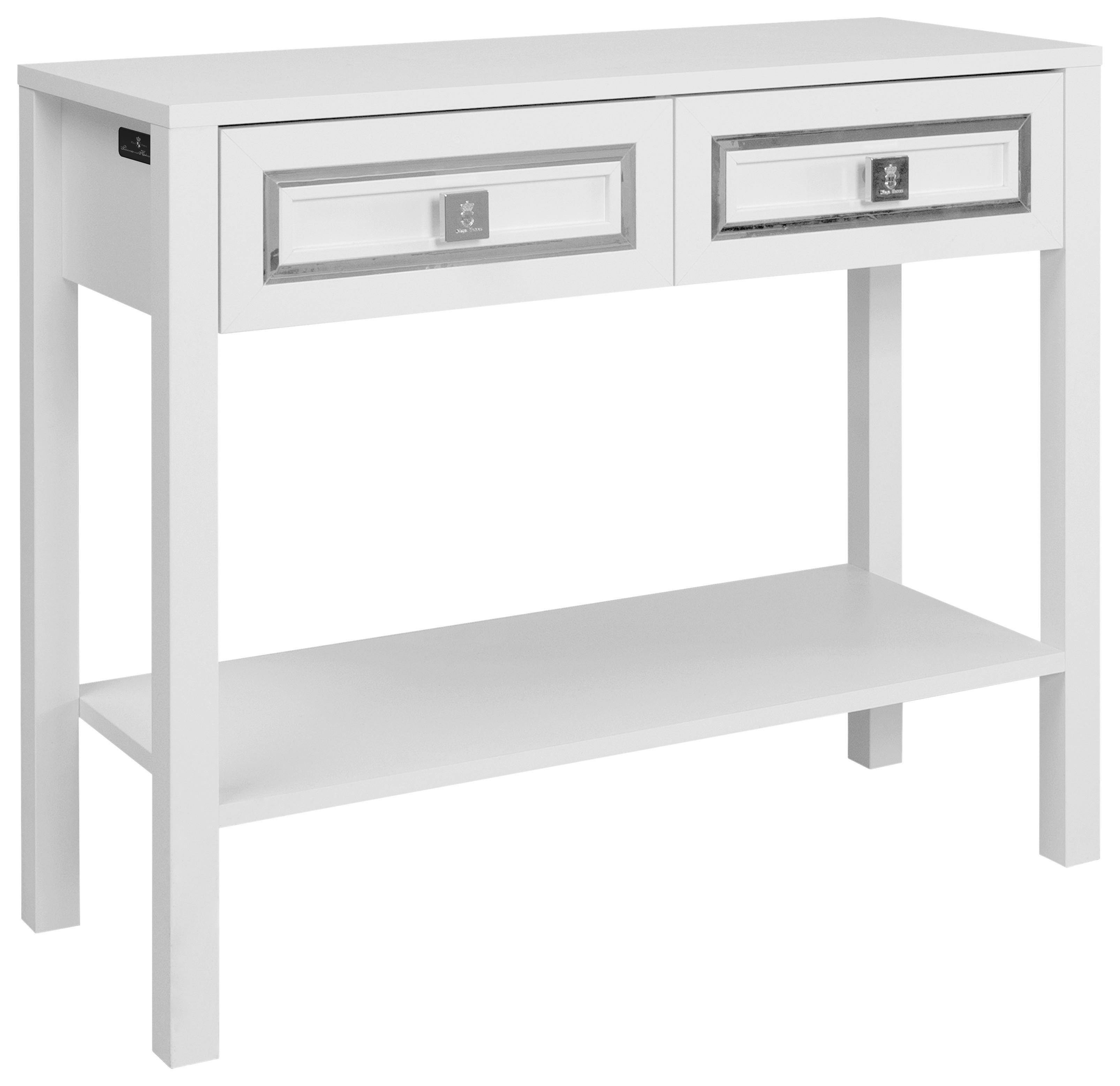 Konsole Royal Living weiß glänzend B/H/T: ca. 90x75x35 cm Royal Living - weiß/silber (90,00/75,00/35,00cm)
