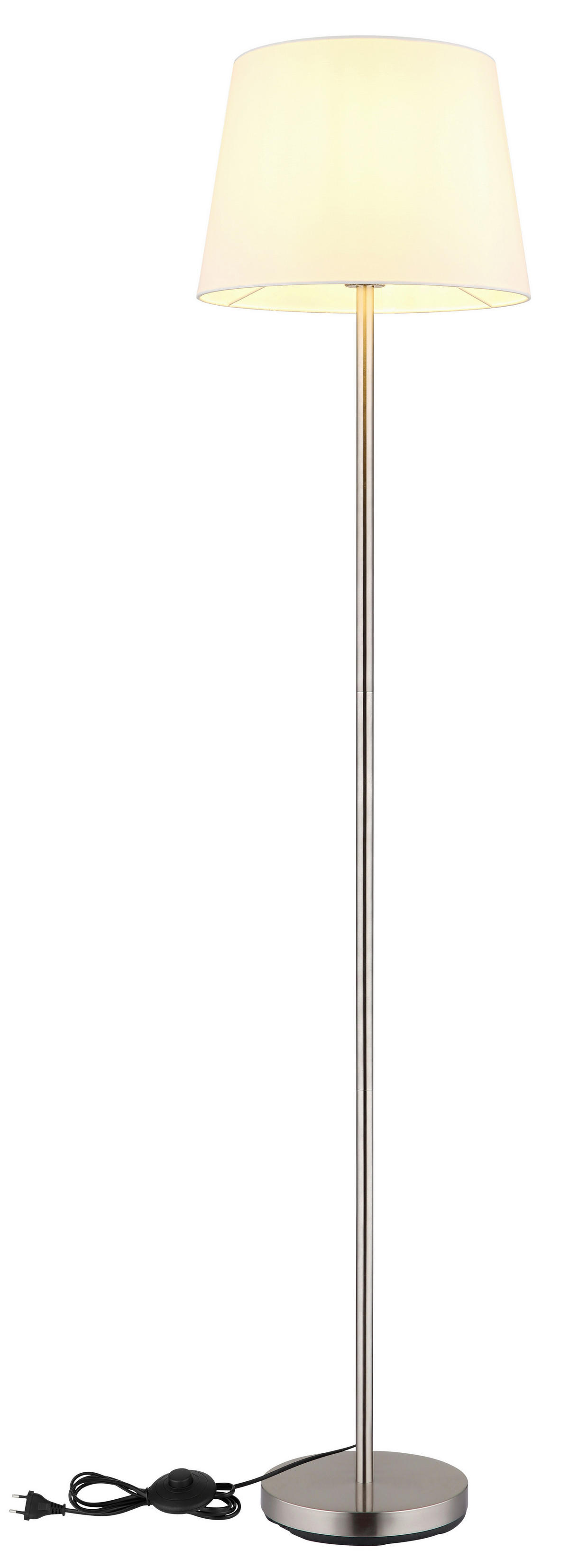 GLOBO Stehleuchte JORIS 40100101 nickel weiß schwarz Metall Textil H/D: ca. 151x35 cm 1 Brennstellen JORIS - nickel/weiß (35,00/151,00cm) - GLOBO