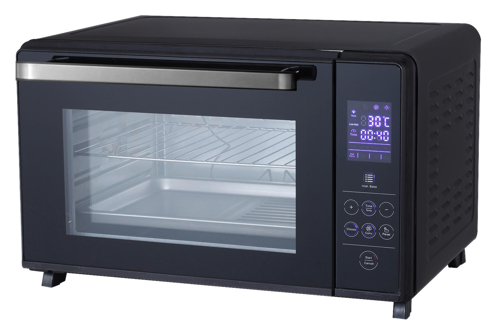 Emerio Mini-Backofen MO-131762.1 schwarz Metall B/H/L: ca. 39x30x48 cm ca. 25 l Digitaler-Backofen 25l MO-131762.1 - schwarz (48,00/39,00/30,00cm) - Emerio