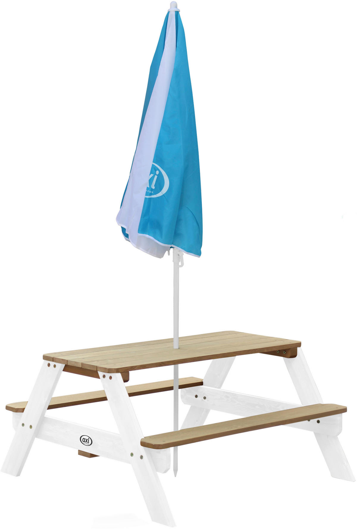AXI Sonnenschirm blau Kunststoff H/D: ca. 175x125 cm Sonnenschirm - blau/weiß (125,00/175,00cm) - AXI