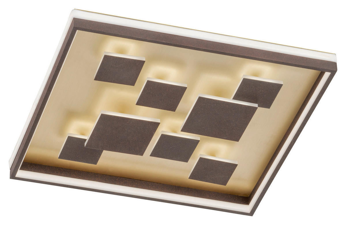 Fischer & Honsel LED-Deckenleuchte 20119 braun rost Metall B/H/T: ca. 53x8x53 cm 1 Brennstellen Rico - braun/rost (53,00/8,00/53,00cm) - Fischer & Honsel