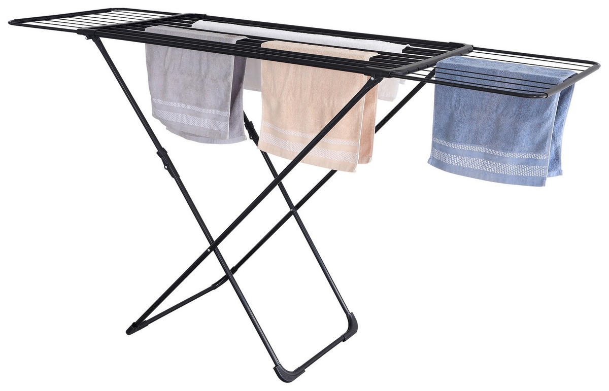 Flügelwäschetrockner silber Teleskop-Wäschetrockner - schwarz/silber (133,00/55,00/4,00cm)