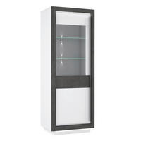 Vitrine  weiß Hochglanz Beton dunkel Optik B/H/T: ca. 73x197x53 cm Canne_Vitrine CQNV712LB-C662 - weiß/Alu (73,00/197,00/53,00cm)