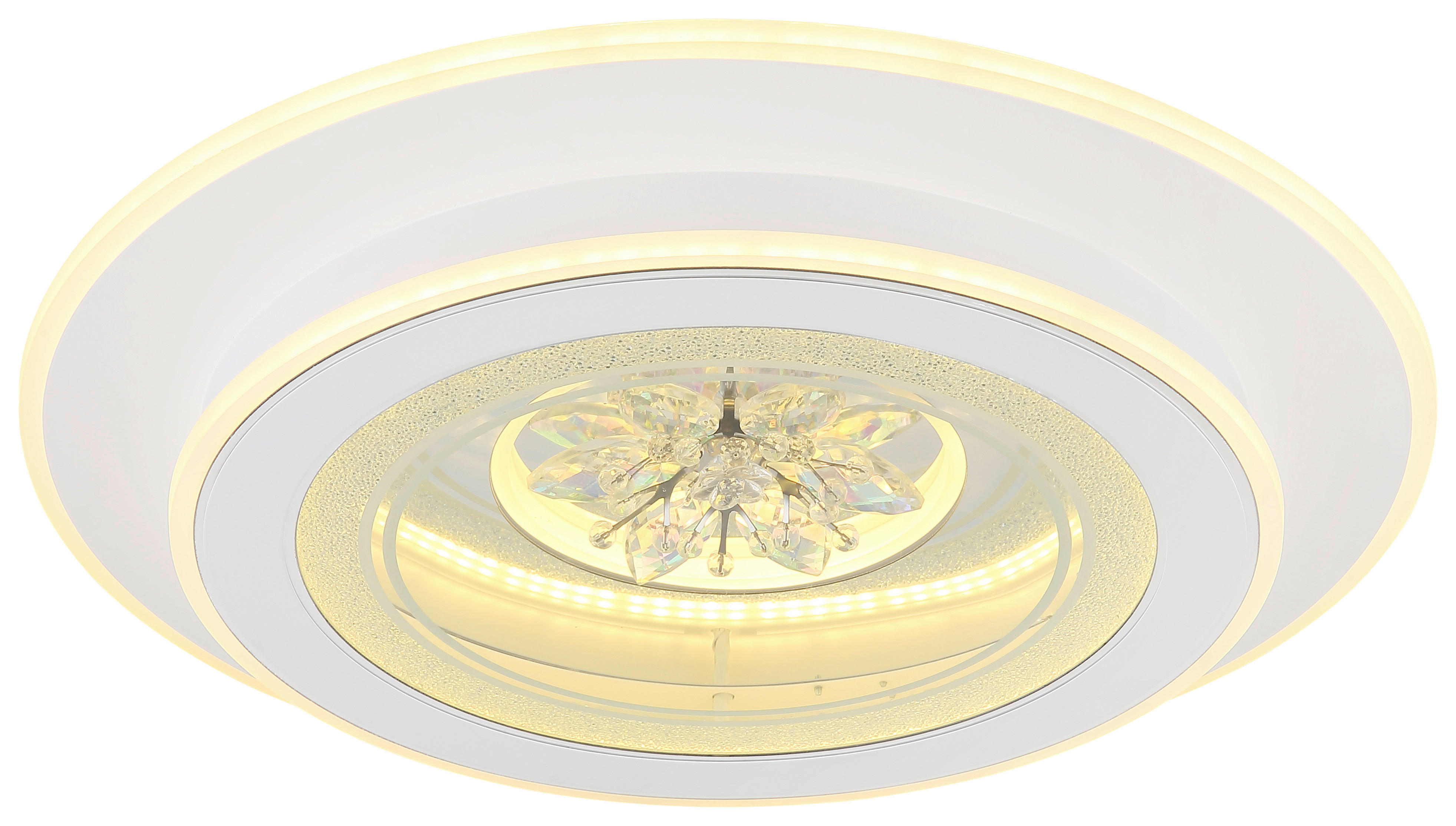 GLOBO LED-Deckenleuchte transparent weiß Opal Metall Kunststoff H/D: ca. 6,5x46 cm BLUMA - weiß/Opal (46,00/6,50cm) - GLOBO