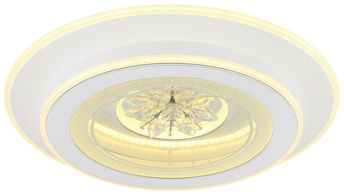 GLOBO LED-Deckenleuchte transparent weiß Opal Metall Kunststoff H/D: ca. 6,5x46 cm BLUMA - weiß/Opal (46,00/6,50cm) - GLOBO