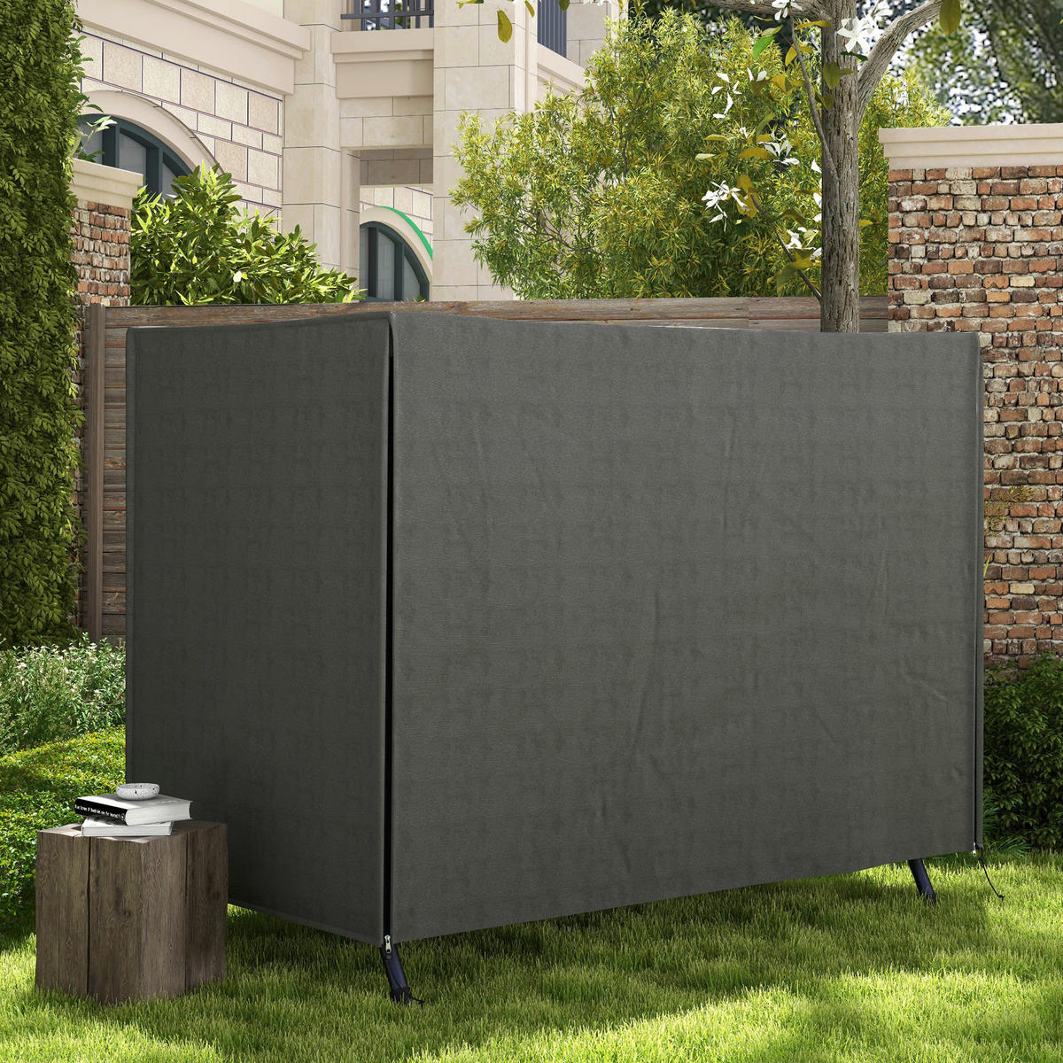 Outsunny Abdeckplane dunkelgrau Polyester B/H/L: ca. 124x164x205 cm Abdeckung für Schaukel - dunkelgrau (205,00/124,00/164,00cm) - Outsunny