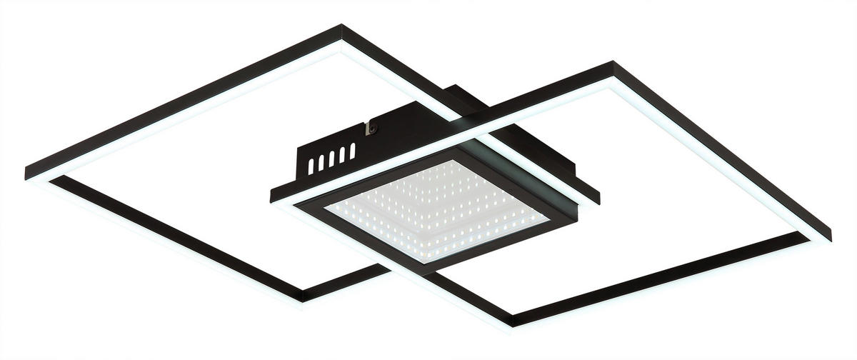 GLOBO LED-Deckenleuchte schwarz Aluminium Metall B/H/L: ca. 42,6x5x42,6 cm 1 Brennstellen SAUNDERS - schwarz (42,60/42,60/5,00cm) - GLOBO