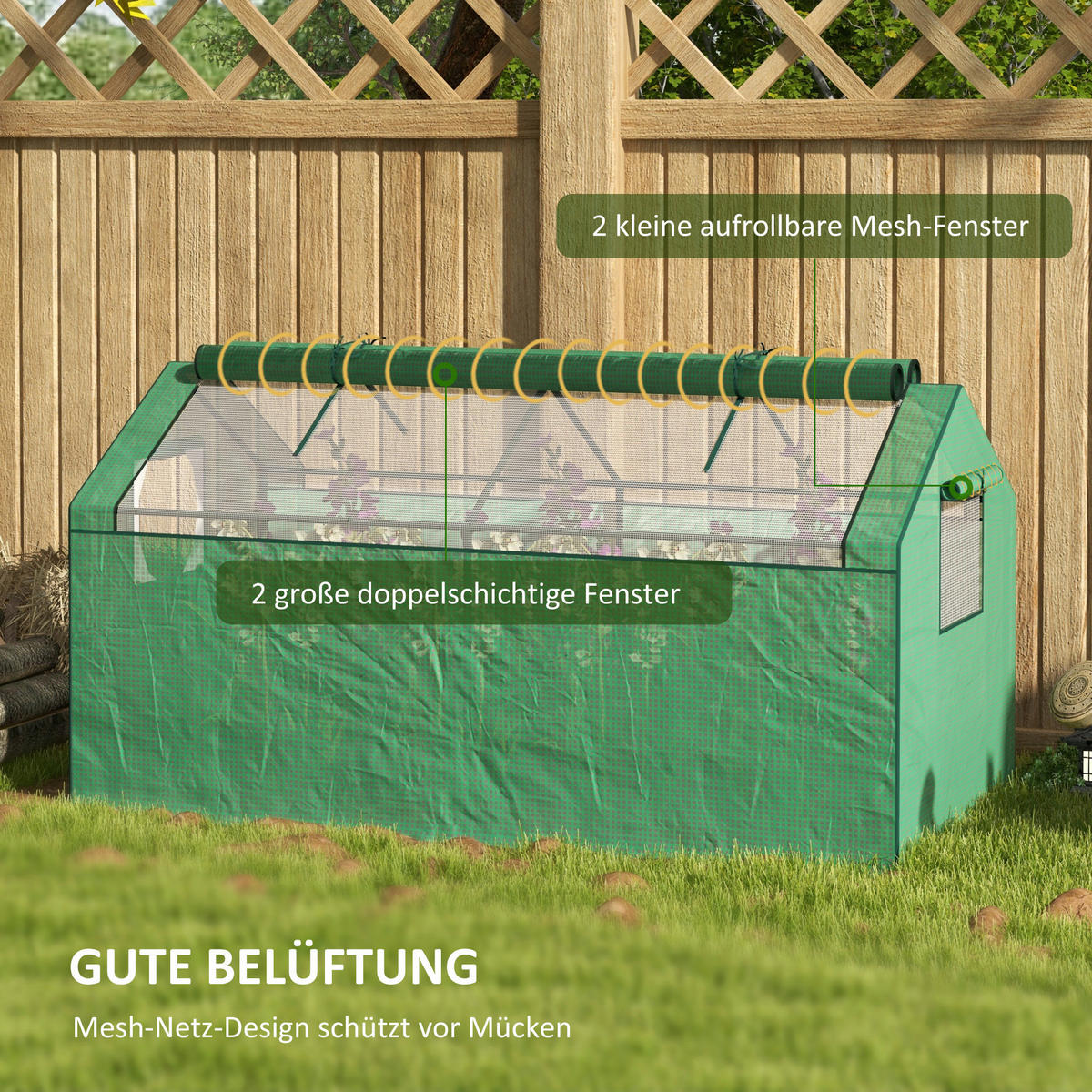 Outsunny Gewächshaus B/H/L: ca. 92x180x92 cm Gewächshaus - grün (92,00/92,00/180,00cm) - Outsunny