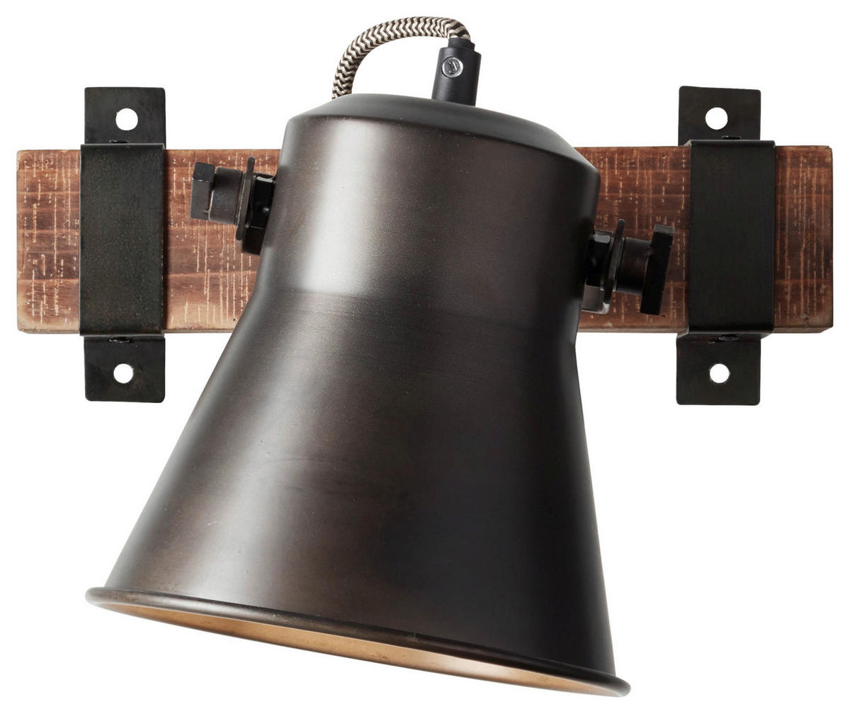 Brilliant Spot 82110/46 schwarz braun Metall Holz B/H/T: ca. 17x24x25 cm E27 1 Brennstellen Plow - braun/schwarz (17,00/24,00/25,00cm) - Brilliant