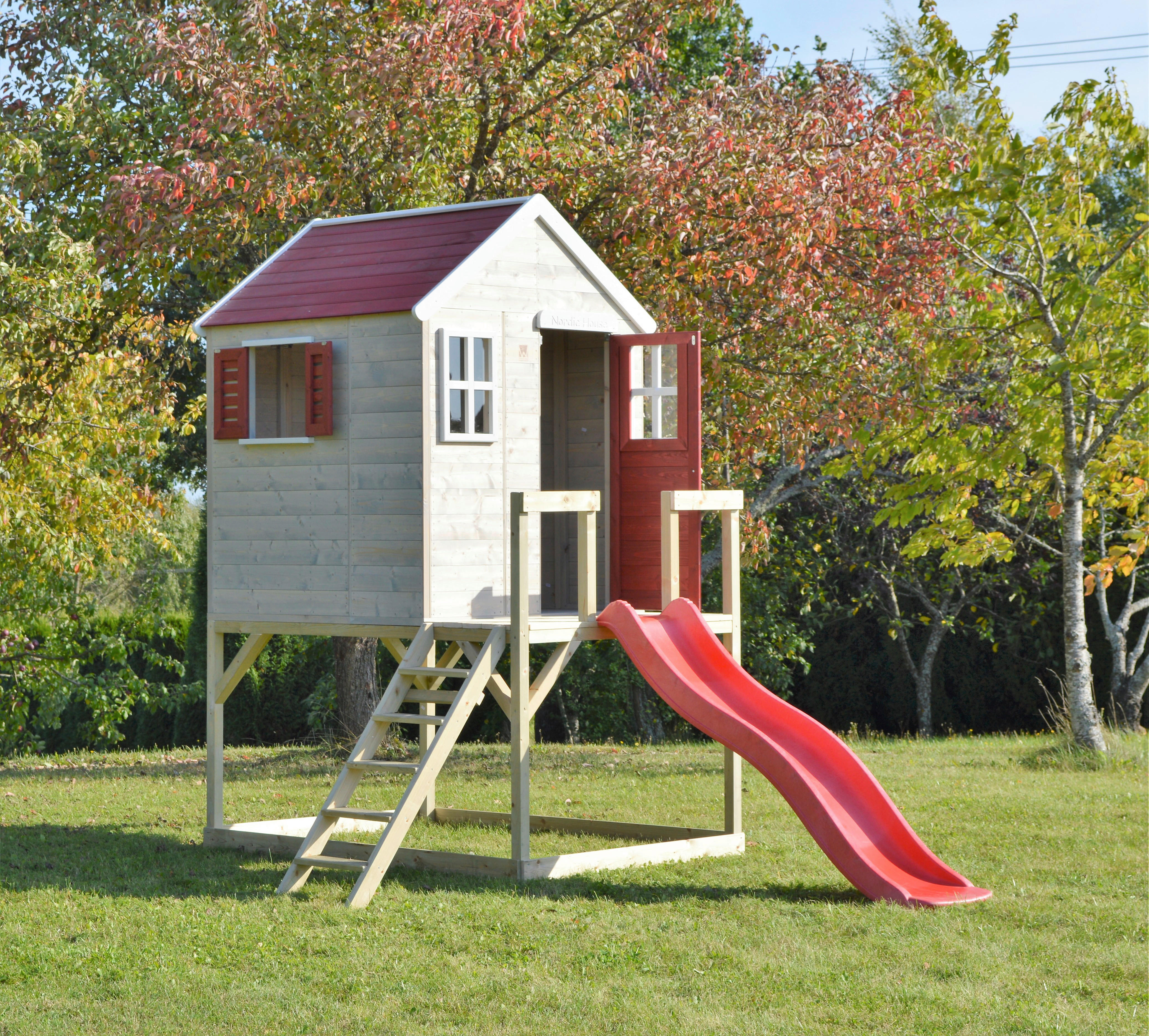 Wendi Toys Spielhaus Tiger hellgrau B/H/T: ca. 197x242x310 cm Tiger - hellgrau/rot (197,00/242,00/310,00cm) - Wendi Toys
