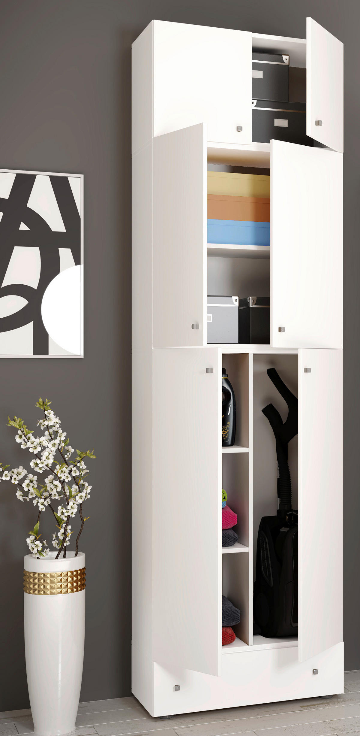 Putzschrank Lona weiß B/H/T: ca. 70x240x39 cm Lona - weiß (70,00/240,00/39,00cm) - VCM Möbel