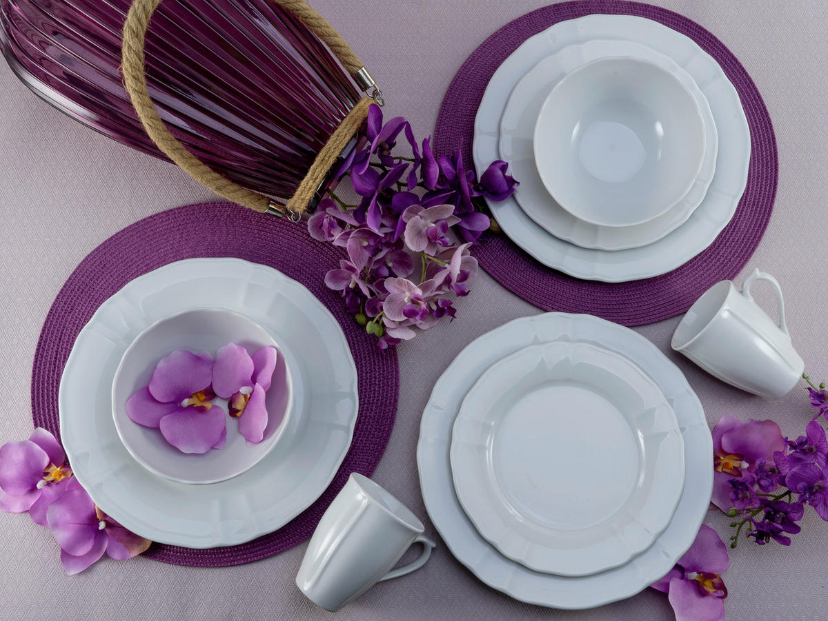 CreaTable Kombiservice Flora weiß Porzellan 16 tlg. Flora - weiß - CreaTable
