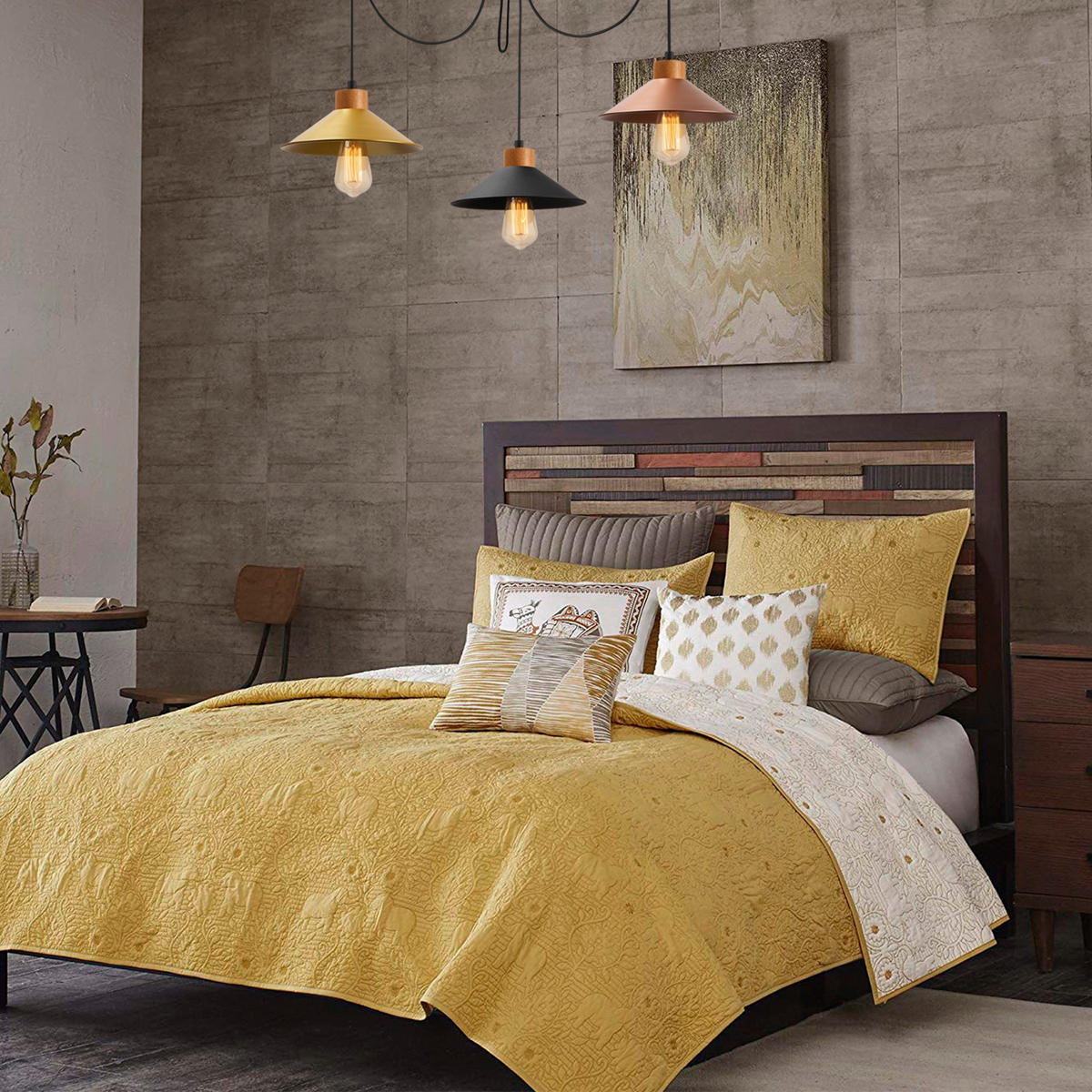 Opviq Pendelleuchte Manavgat multicolor Metall Holz B/H/T/L/D: ca. 24x100x24x114x24 cm E27 3 Brennstellen Manavgat - multicolor (114,00/24,00/100,00cm) - Opviq