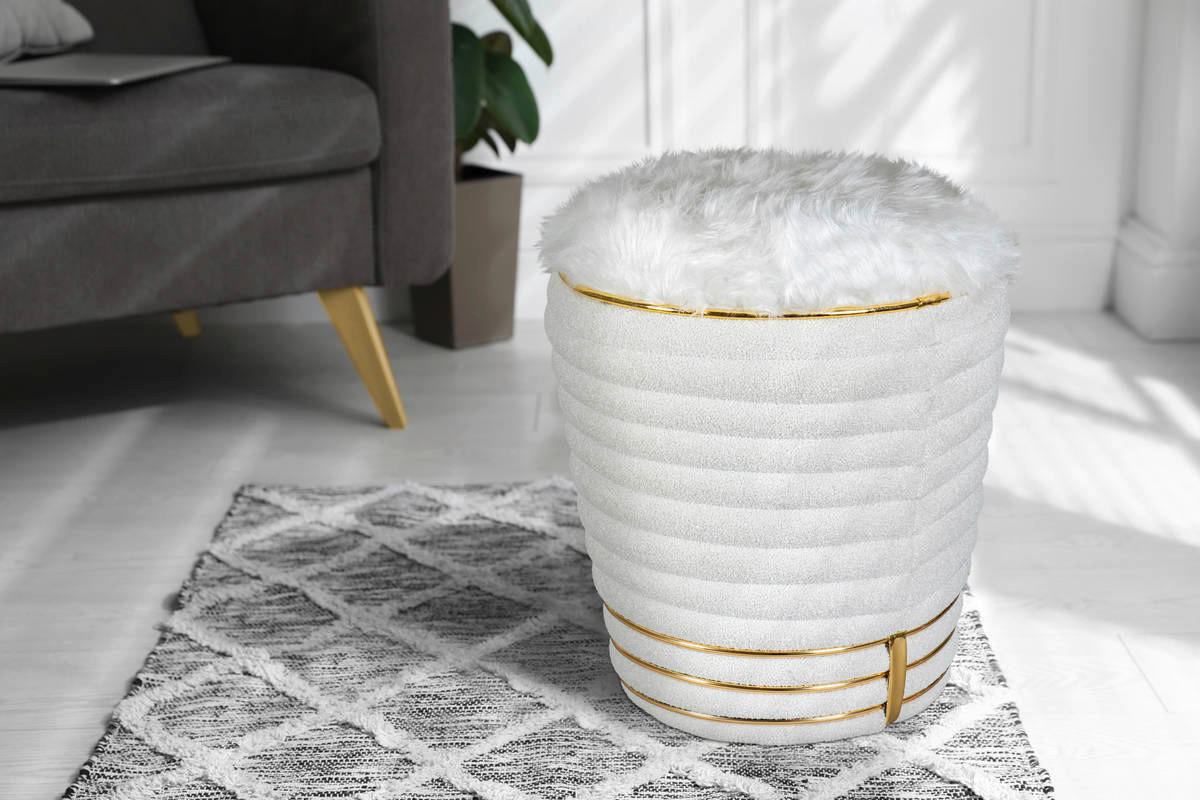 360 Living Hocker Doric 310 weiß gold H/D: ca. 50x42 cm Doric 310 - gold/weiß (42,00/50,00cm) - 360 Living