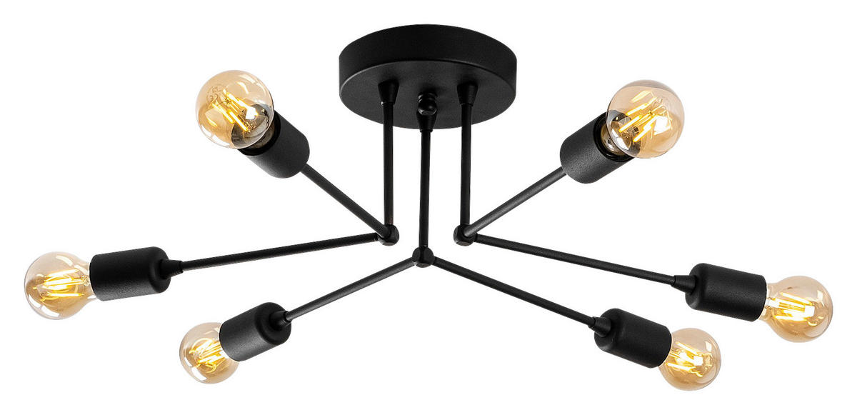 Opviq Deckenleuchte Sparrow schwarz Metall B/H/T/L/D: ca. 60x16x60x60x60 cm E27 6 Brennstellen Sparrow - schwarz (60,00/60,00/16,00cm) - Opviq